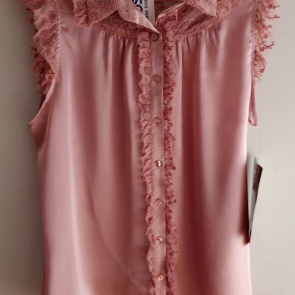 'LAPIS' Dusky Pink Cap Sleeve Lace Blouse Size XL NWT - Picture 2 of 15